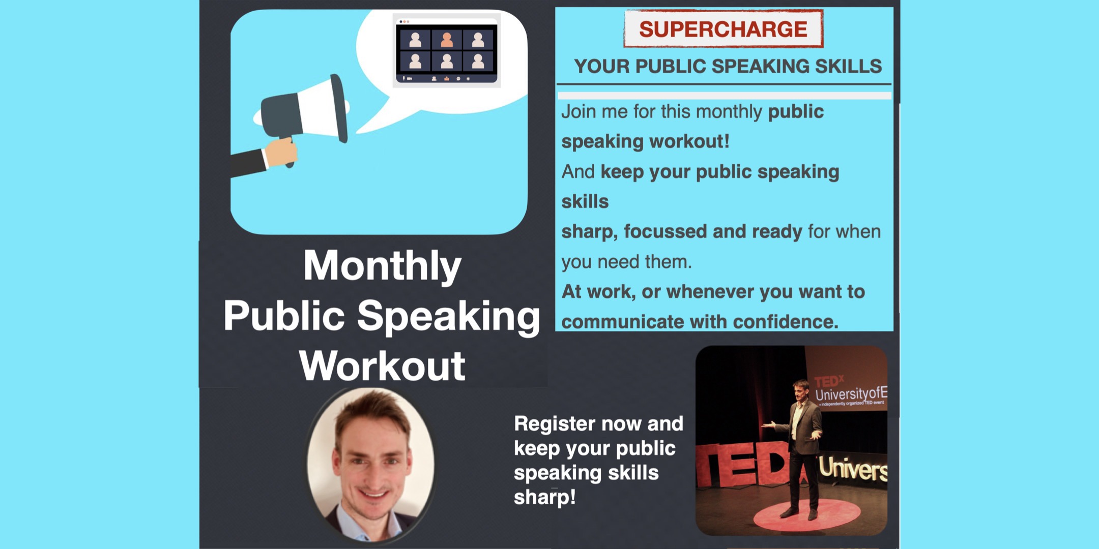 Monthly public speaking workout with David Murray